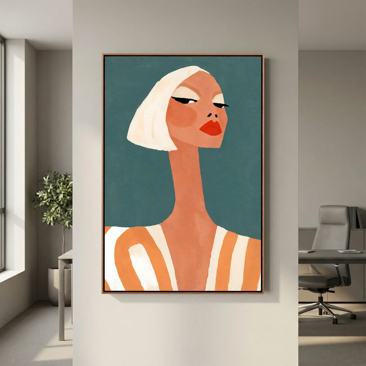 Retro Chic Blonde Woman Portrait – Minimalist Fine Art