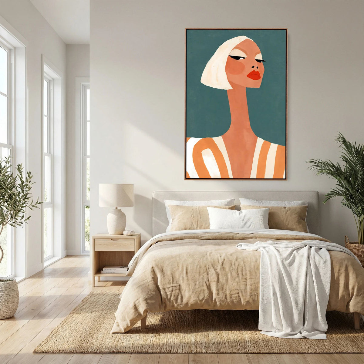 Retro Chic Blonde Woman Portrait – Minimalist Fine Art