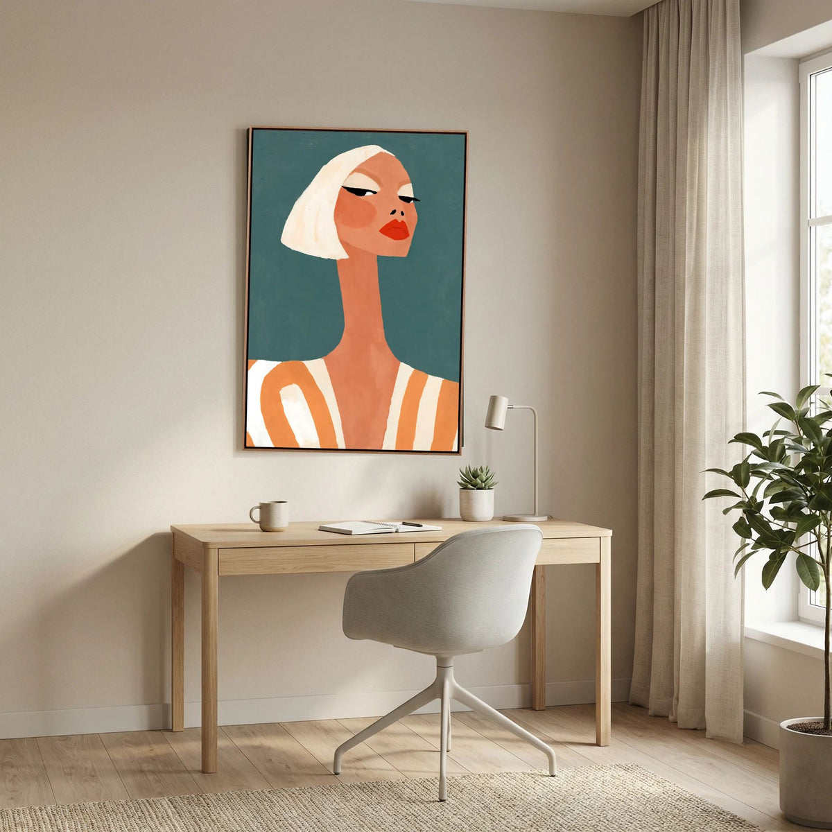Retro Chic Blonde Woman Portrait – Minimalist Fine Art