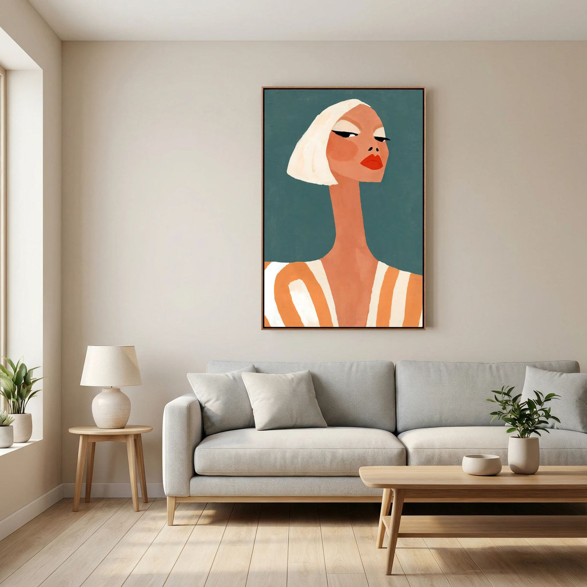 Retro Chic Blonde Woman Portrait – Minimalist Fine Art
