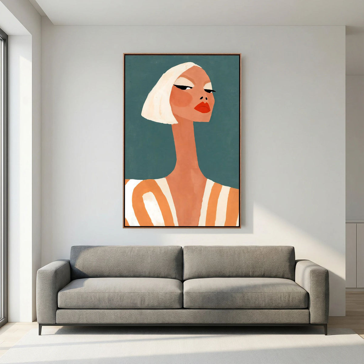 Retro Chic Blonde Woman Portrait – Minimalist Fine Art
