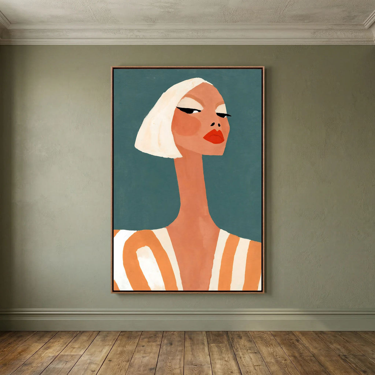 Retro Chic Blonde Woman Portrait – Minimalist Fine Art