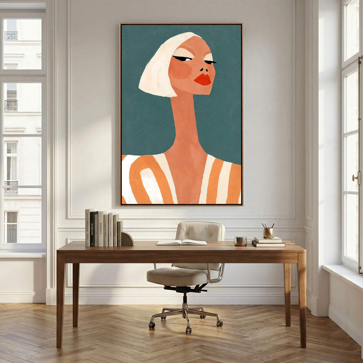 Retro Chic Blonde Woman Portrait – Minimalist Fine Art