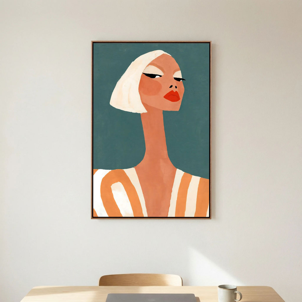 Retro Chic Blonde Woman Portrait – Minimalist Fine Art