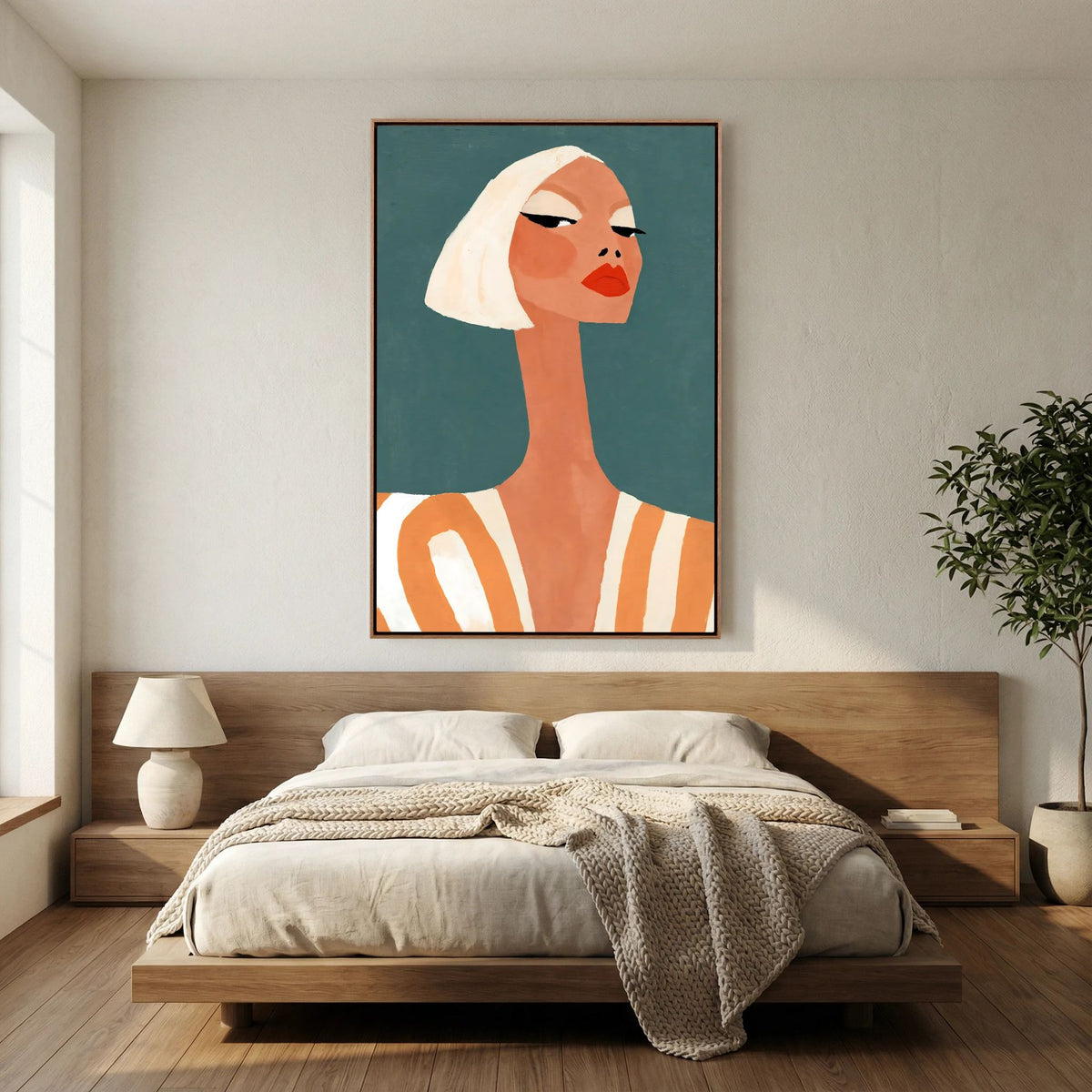 Retro Chic Blonde Woman Portrait – Minimalist Fine Art