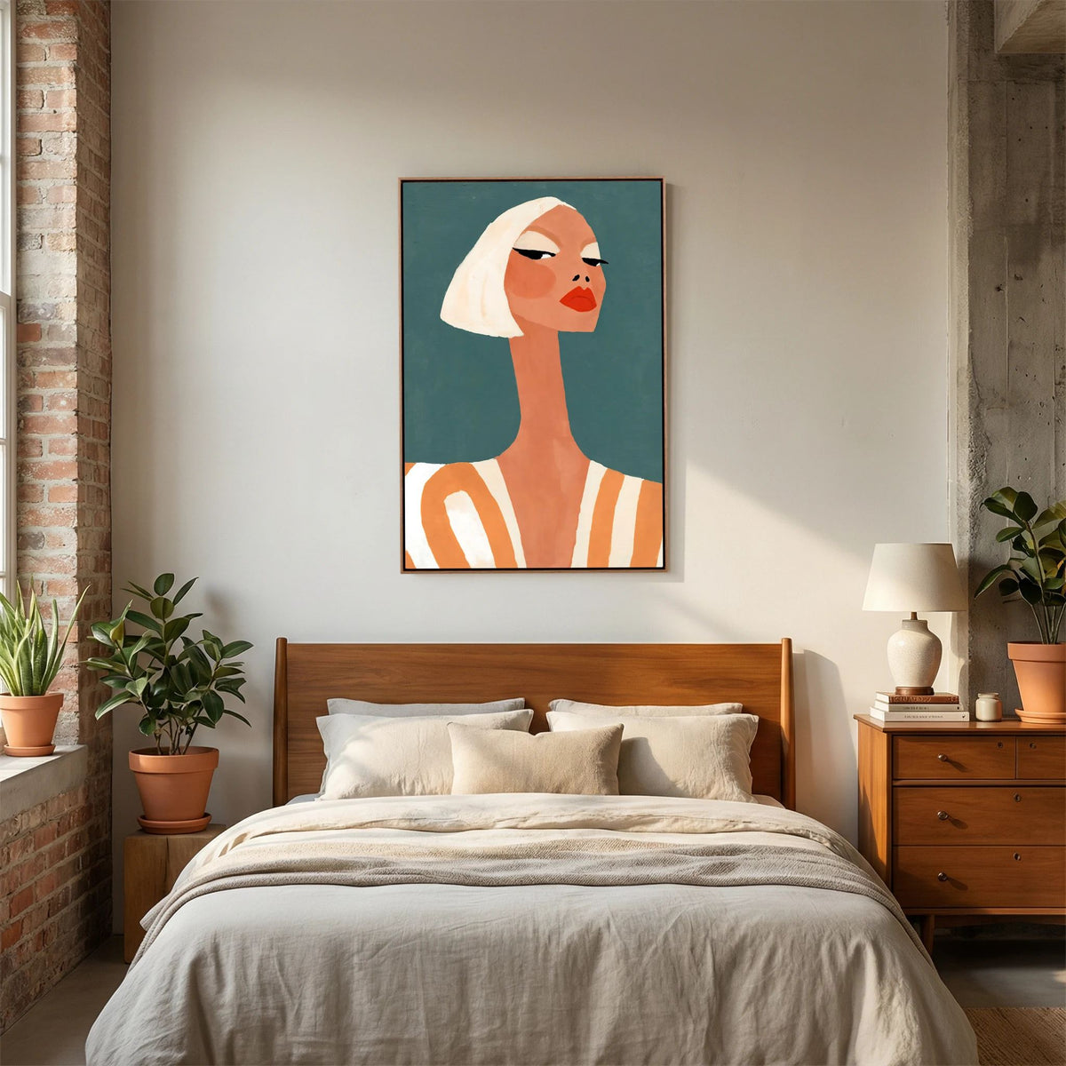 Retro Chic Blonde Woman Portrait – Minimalist Fine Art