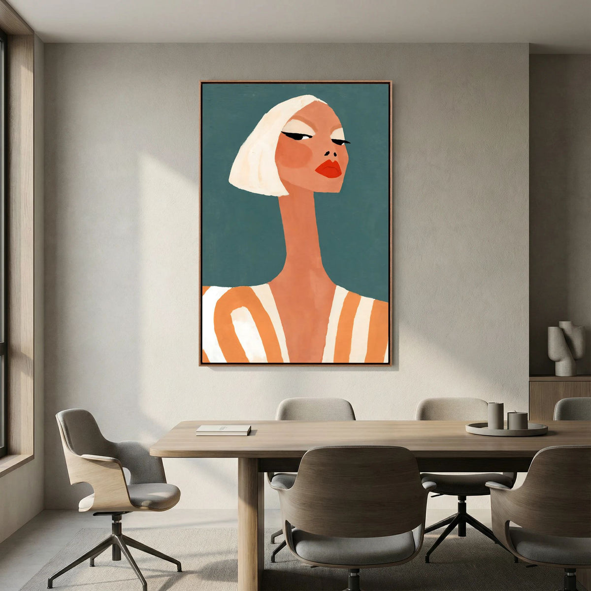 Retro Chic Blonde Woman Portrait – Minimalist Fine Art
