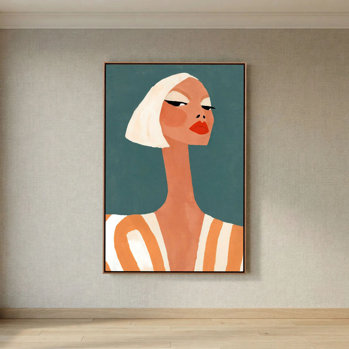 Retro Chic Blonde Woman Portrait – Minimalist Fine Art