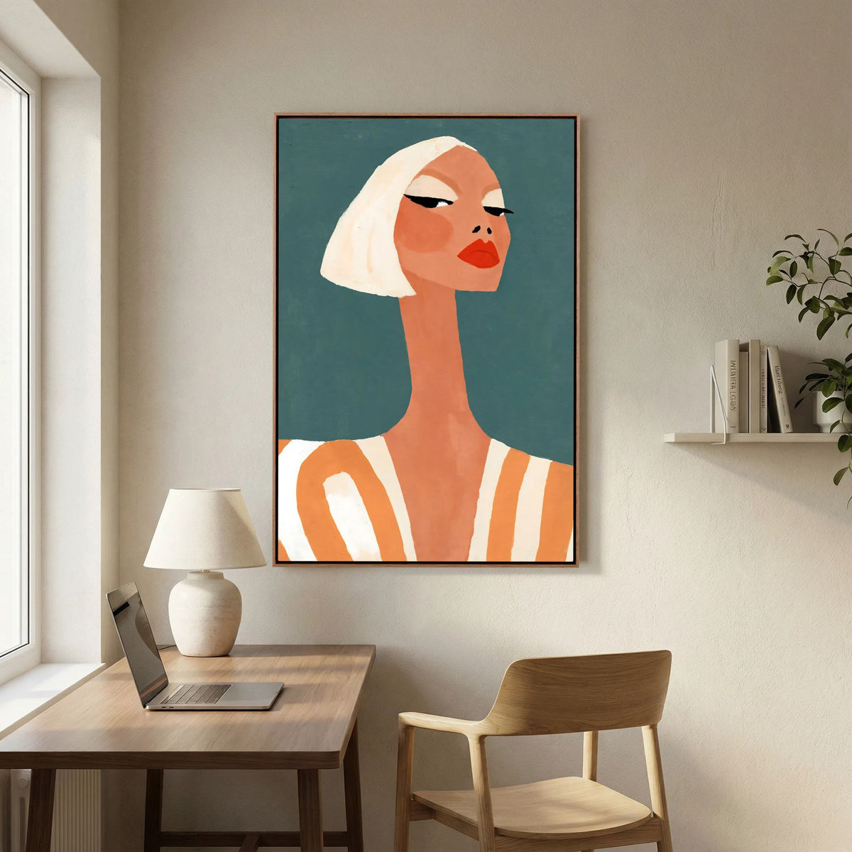 Retro Chic Blonde Woman Portrait – Minimalist Fine Art