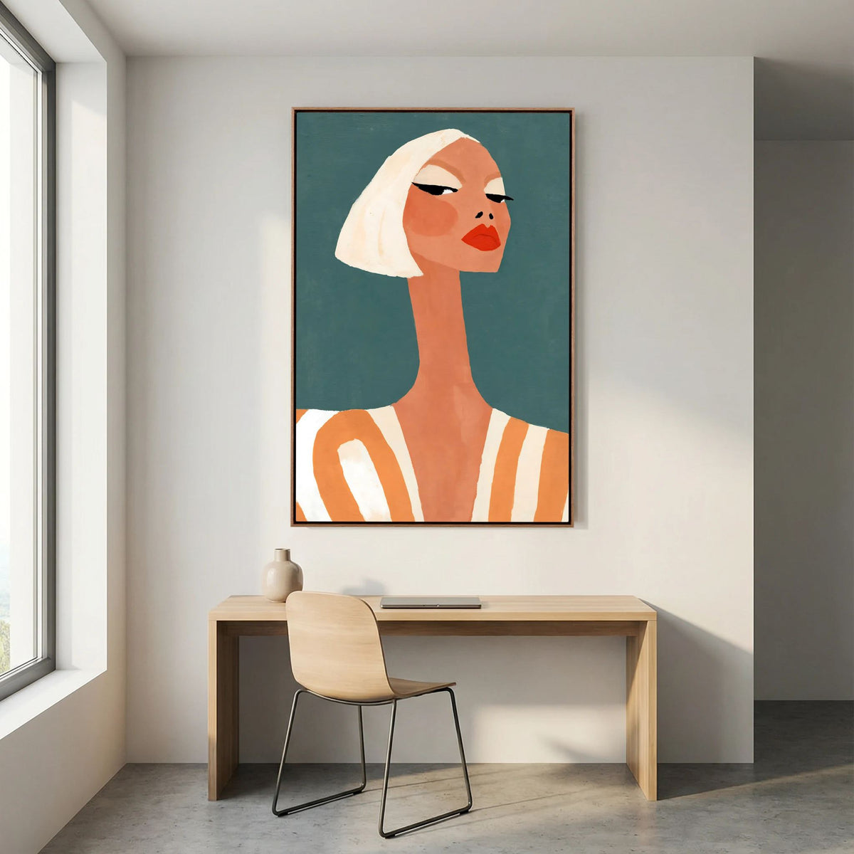 Retro Chic Blonde Woman Portrait – Minimalist Fine Art