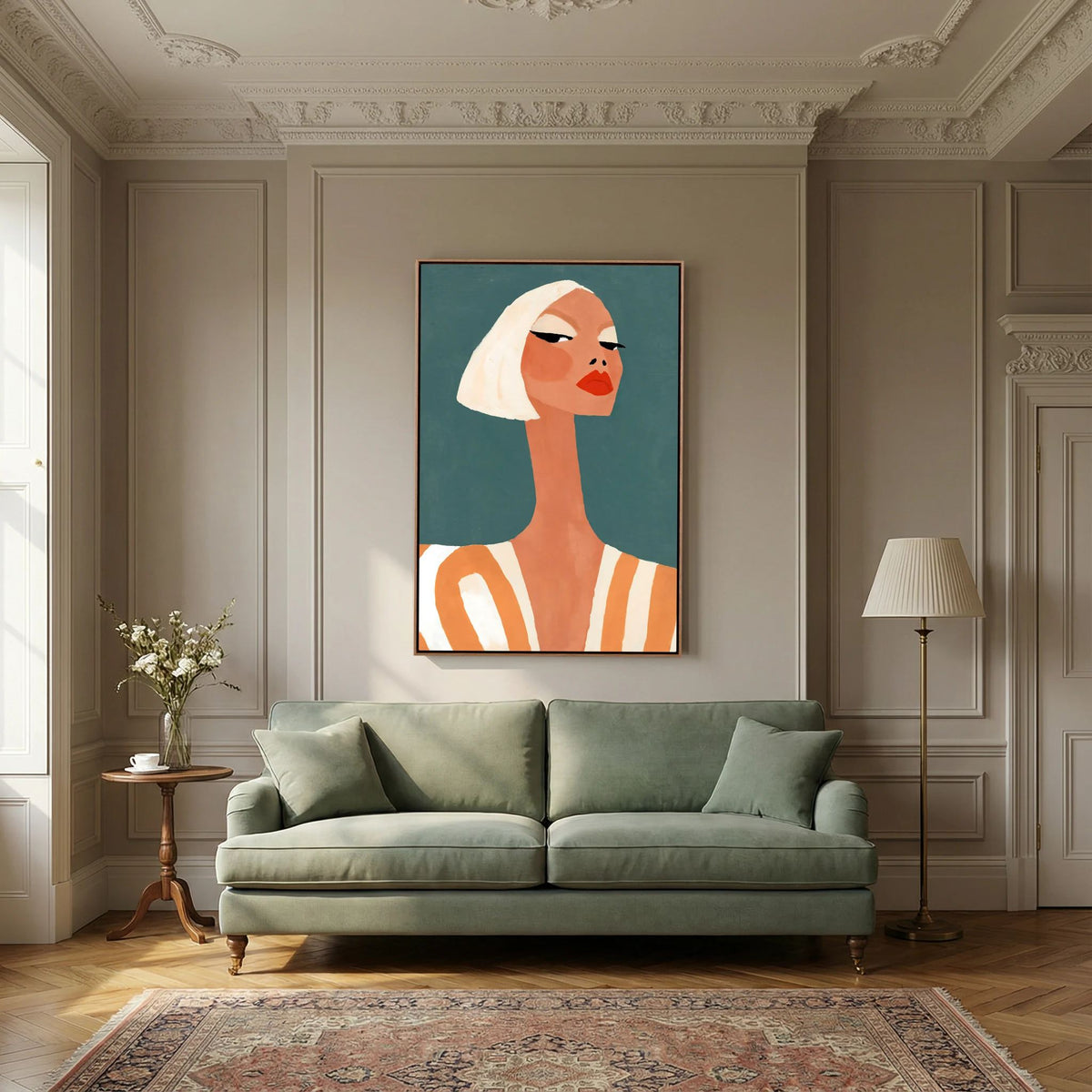 Retro Chic Blonde Woman Portrait – Minimalist Fine Art