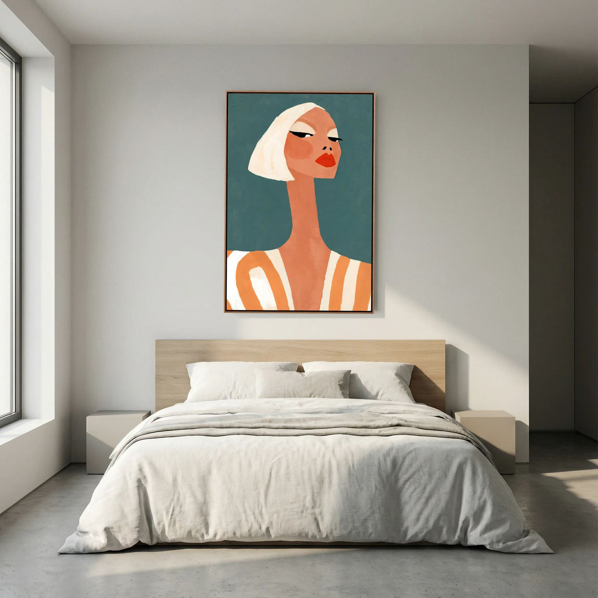 Retro Chic Blonde Woman Portrait – Minimalist Fine Art