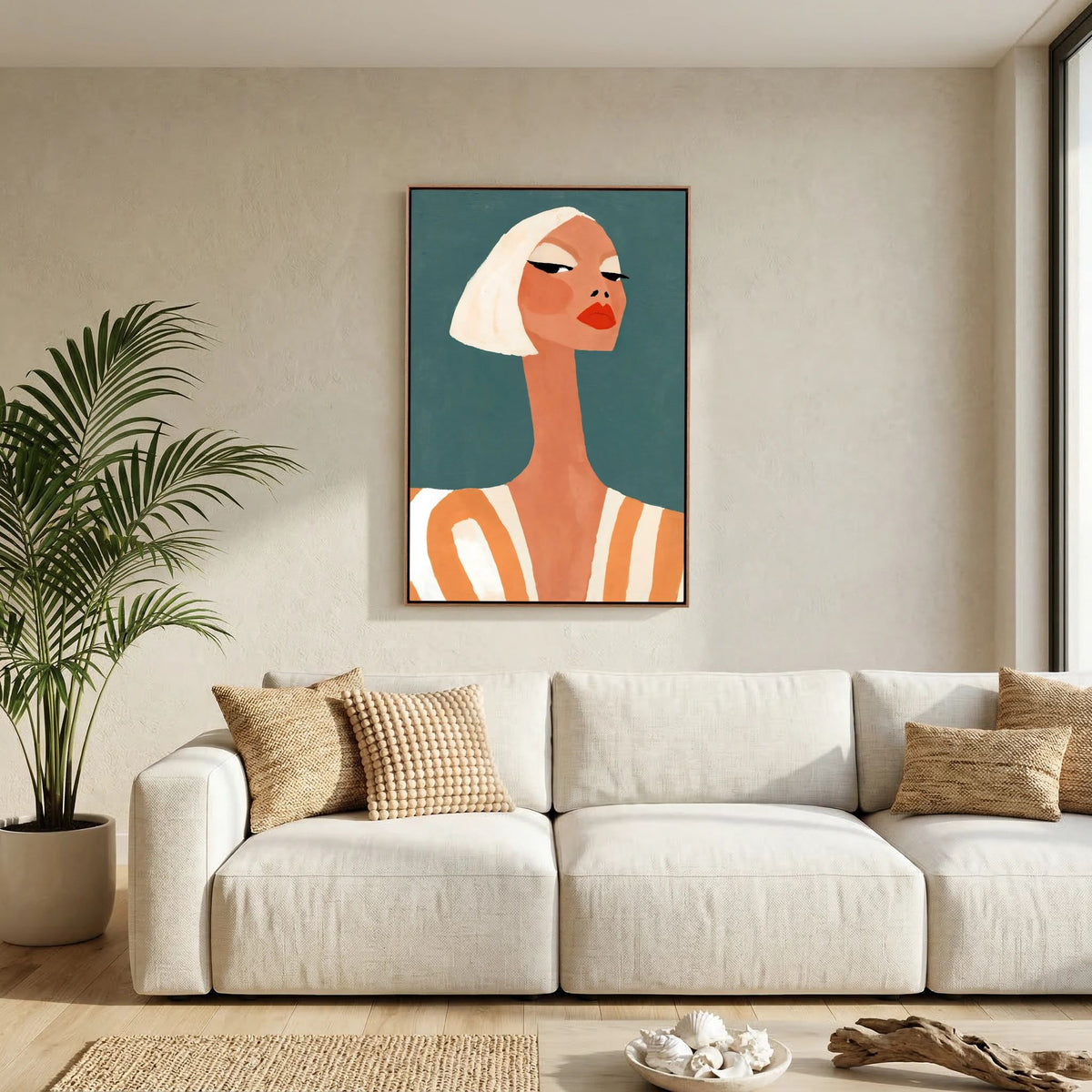 Retro Chic Blonde Woman Portrait – Minimalist Fine Art