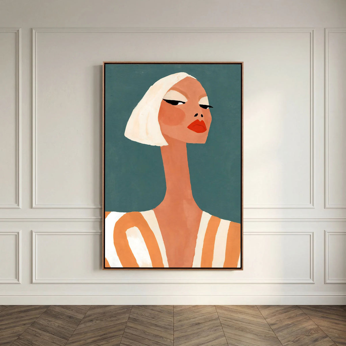 Retro Chic Blonde Woman Portrait – Minimalist Fine Art