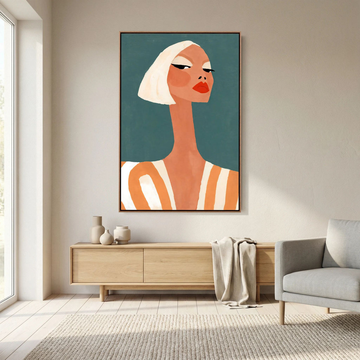 Retro Chic Blonde Woman Portrait – Minimalist Fine Art
