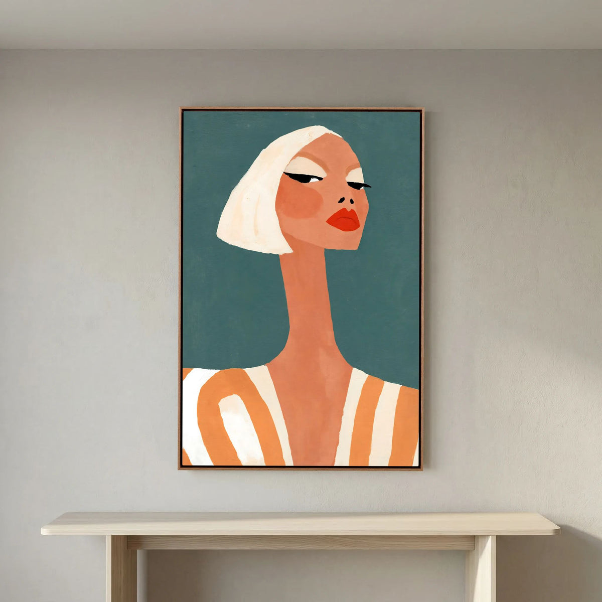 Retro Chic Blonde Woman Portrait – Minimalist Fine Art