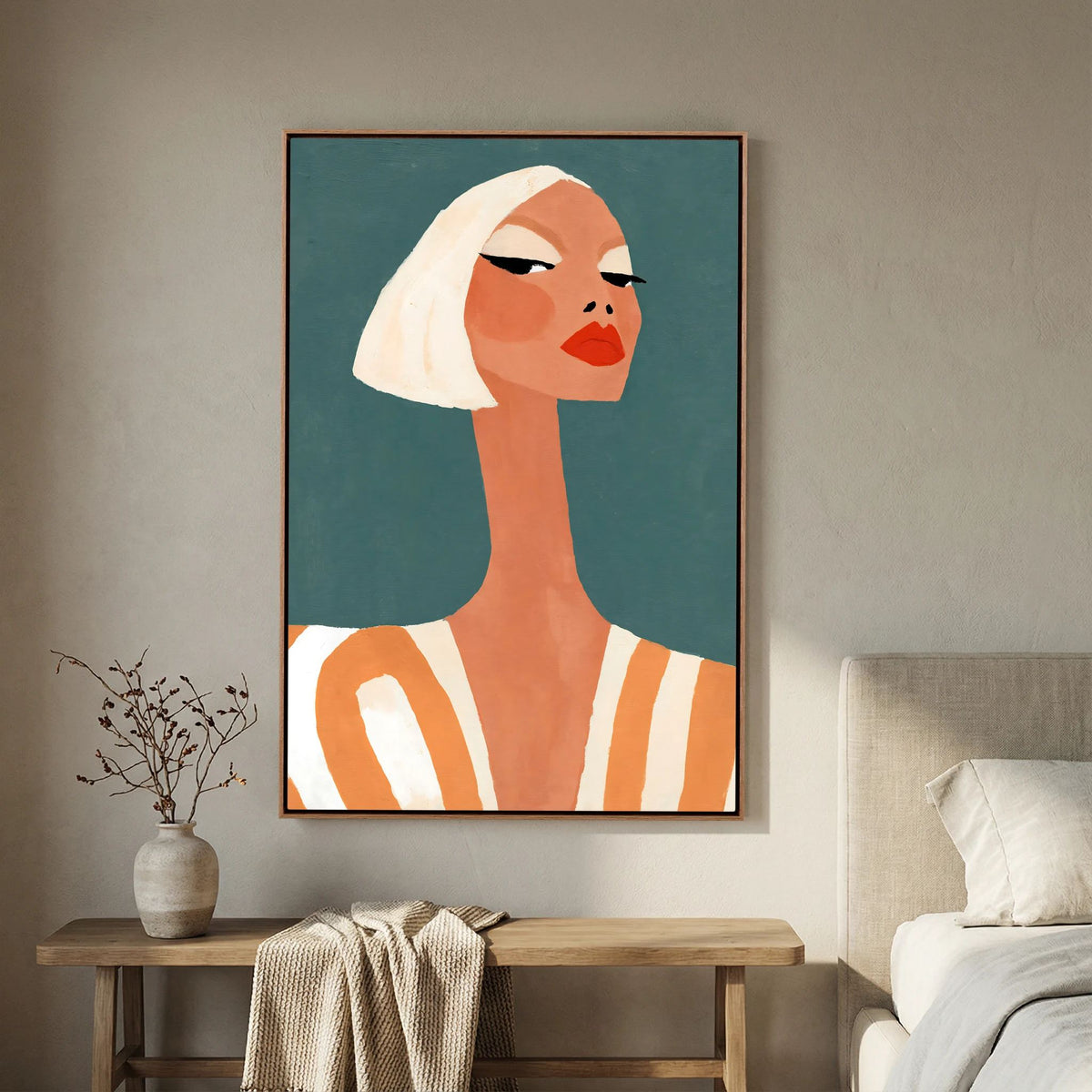 Retro Chic Blonde Woman Portrait – Minimalist Fine Art