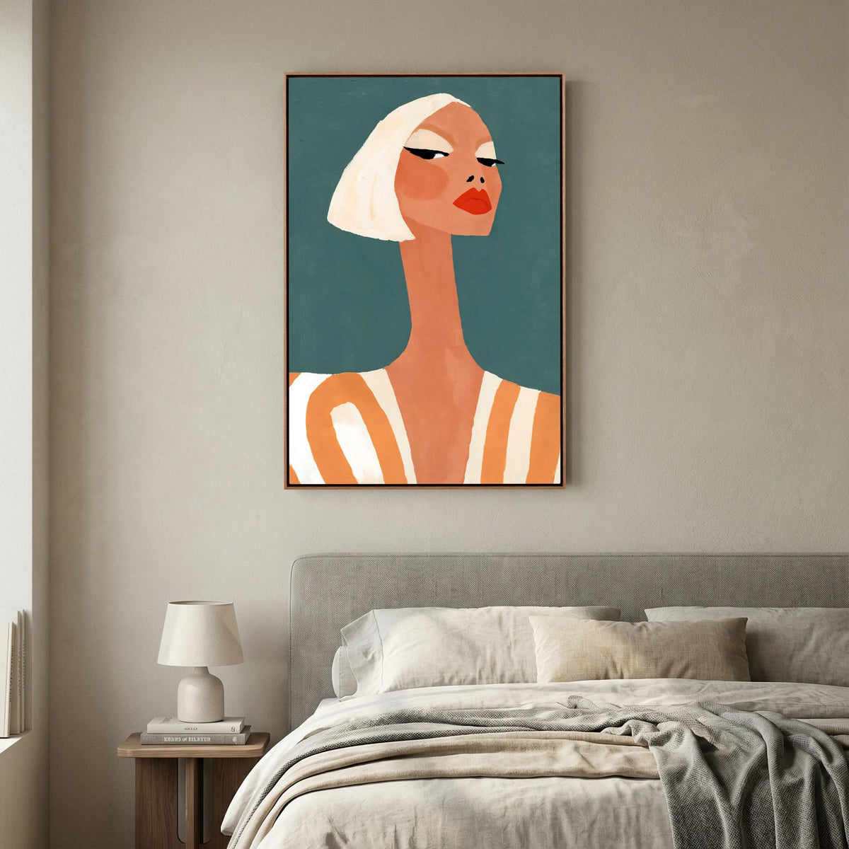 Retro Chic Blonde Woman Portrait – Minimalist Fine Art