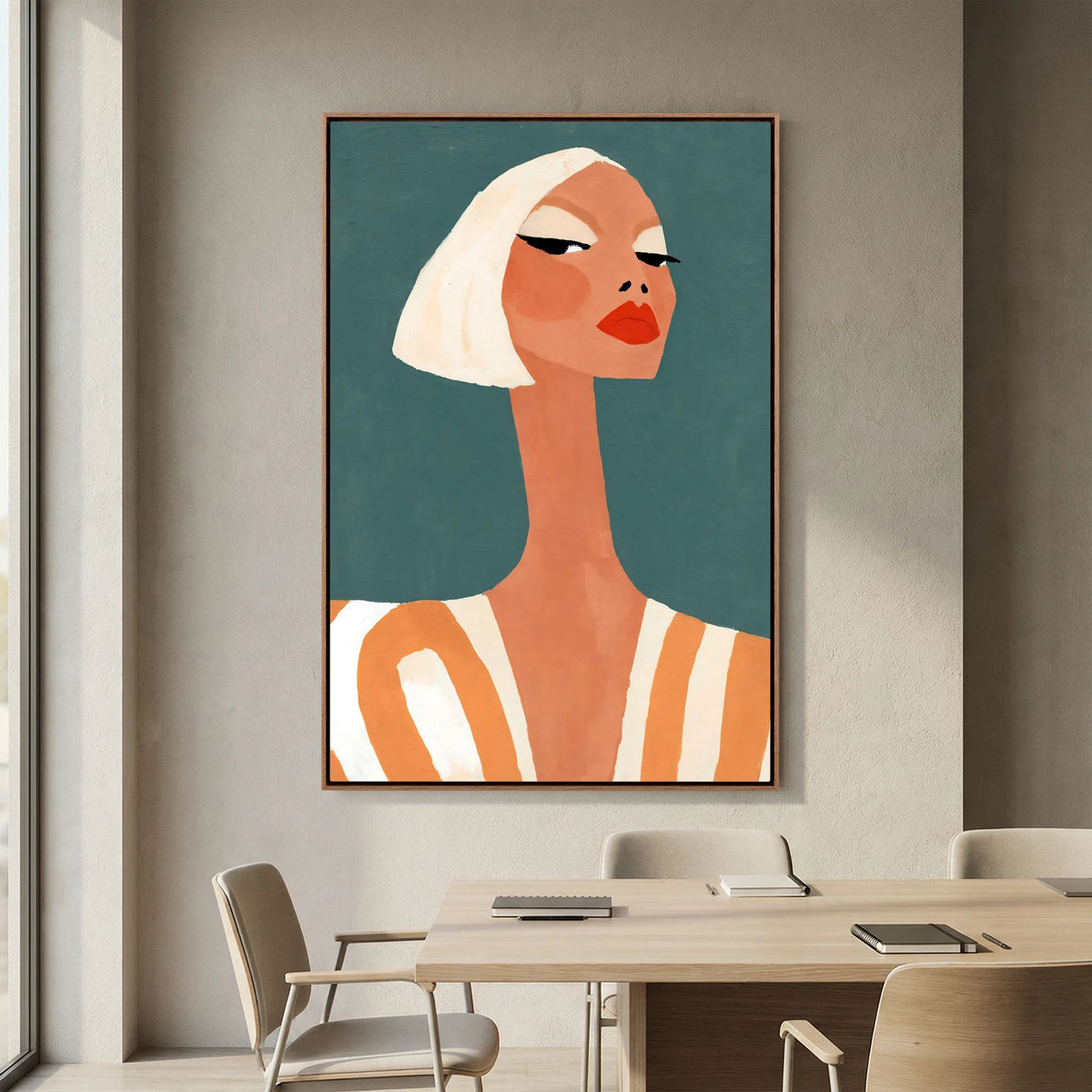 Retro Chic Blonde Woman Portrait – Minimalist Fine Art
