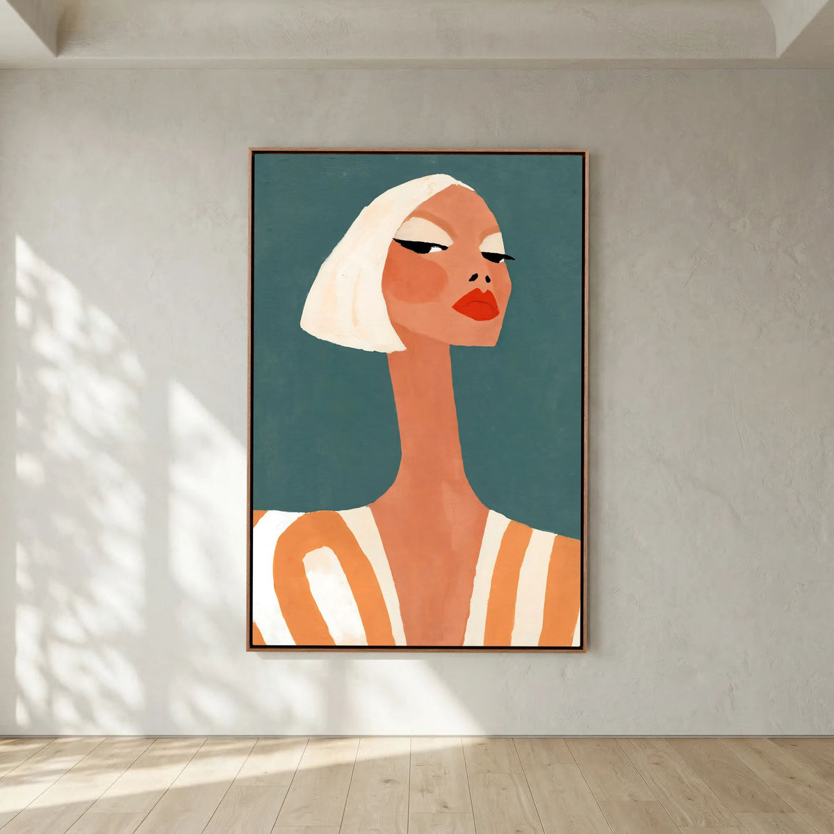 Retro Chic Blonde Woman Portrait – Minimalist Fine Art