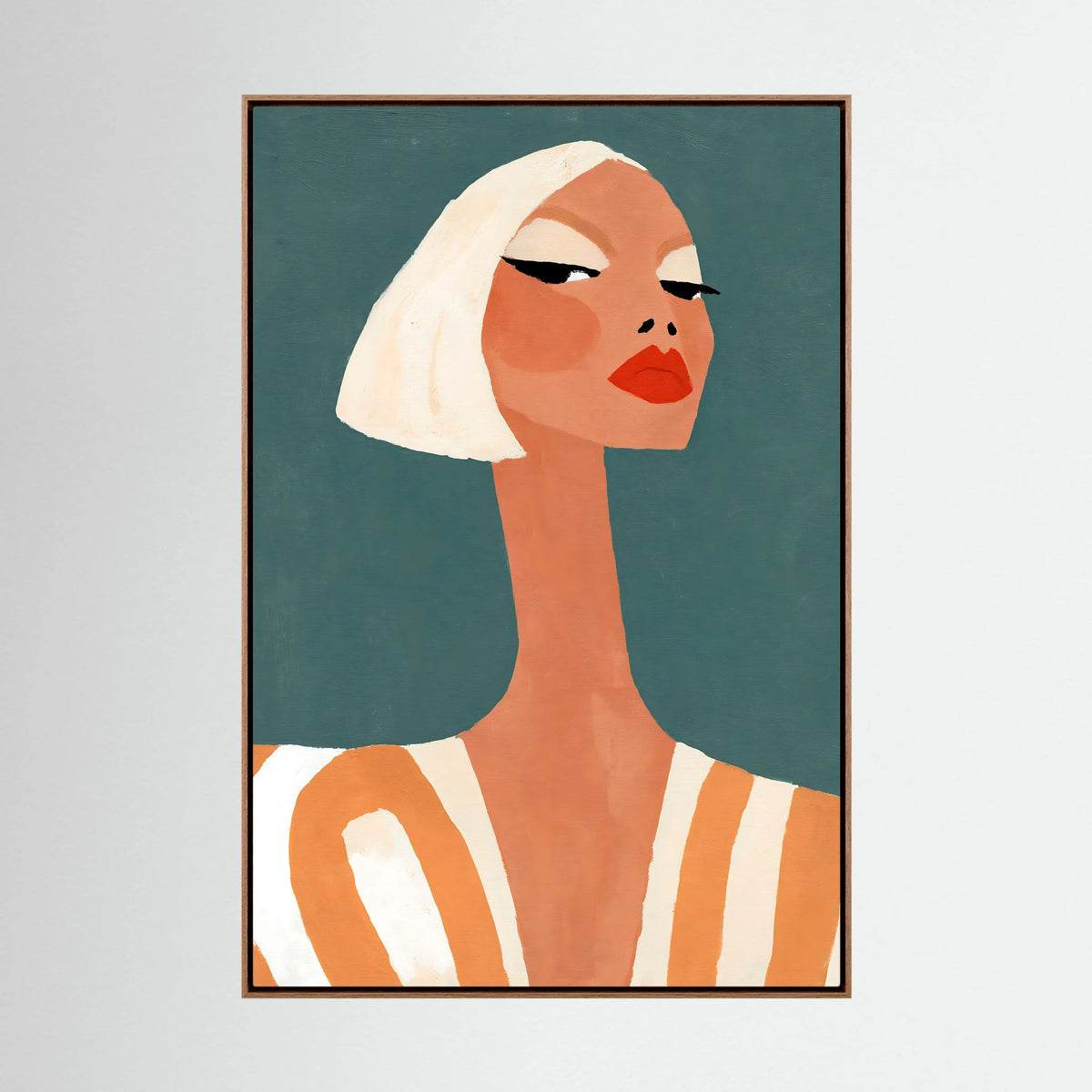 Retro Chic Blonde Woman Portrait – Minimalist Fine Art