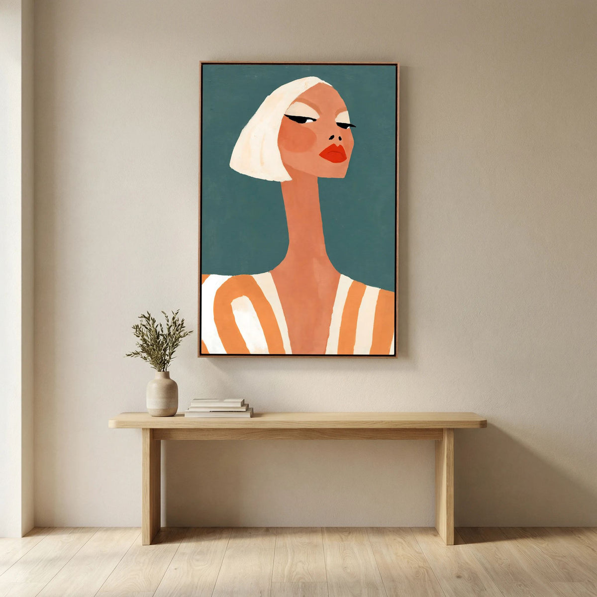 Retro Chic Blonde Woman Portrait – Minimalist Fine Art