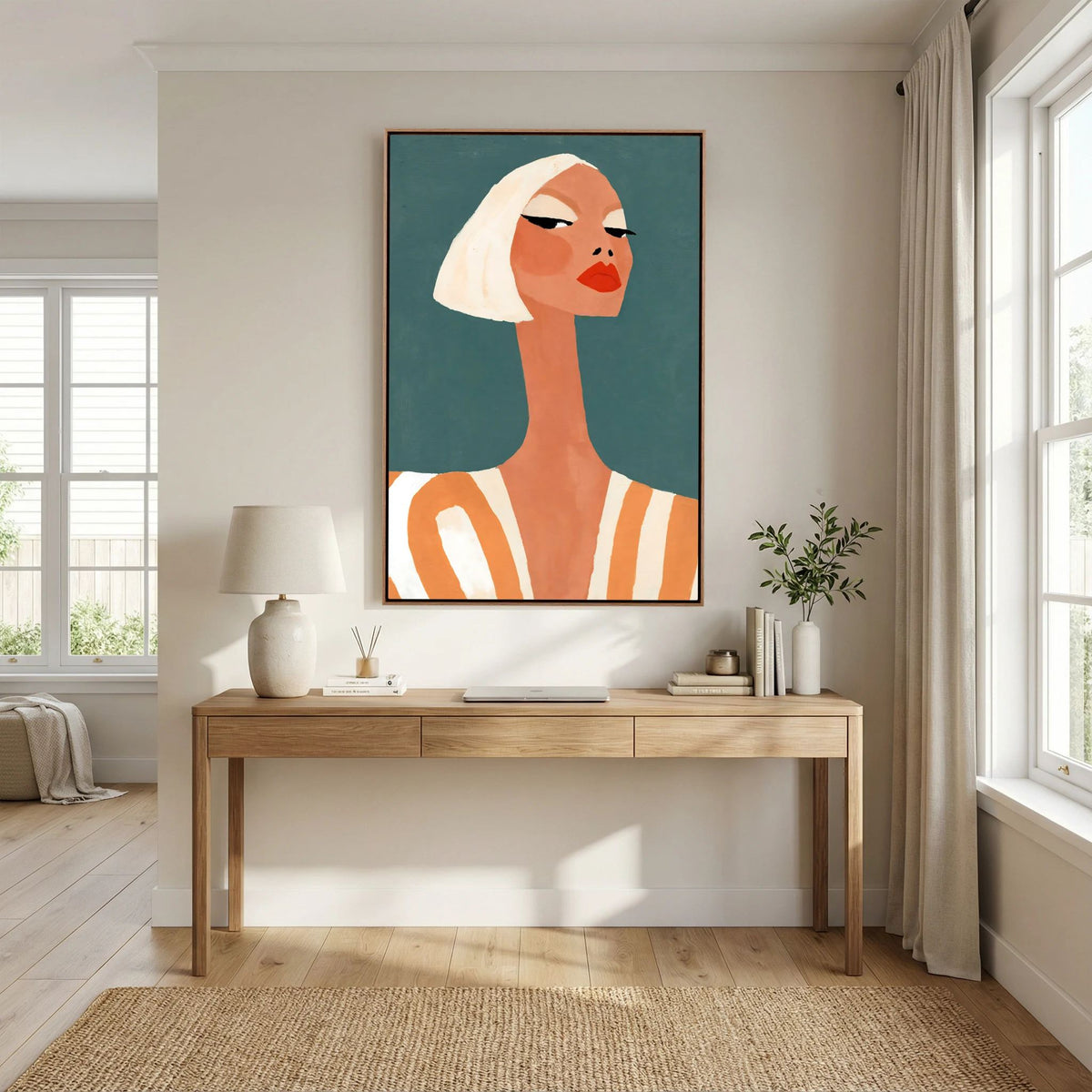 Retro Chic Blonde Woman Portrait – Minimalist Fine Art